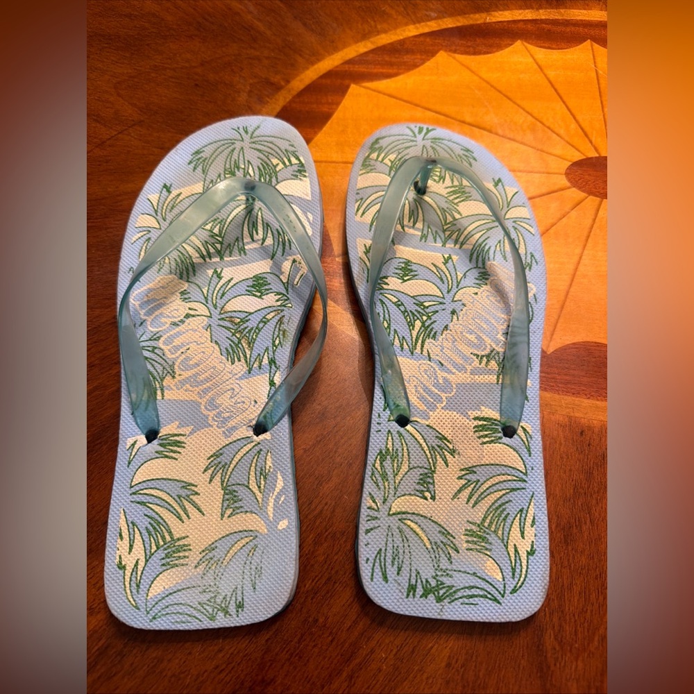 Ladies Size 10 Light Blue The Tropical Flip Flops